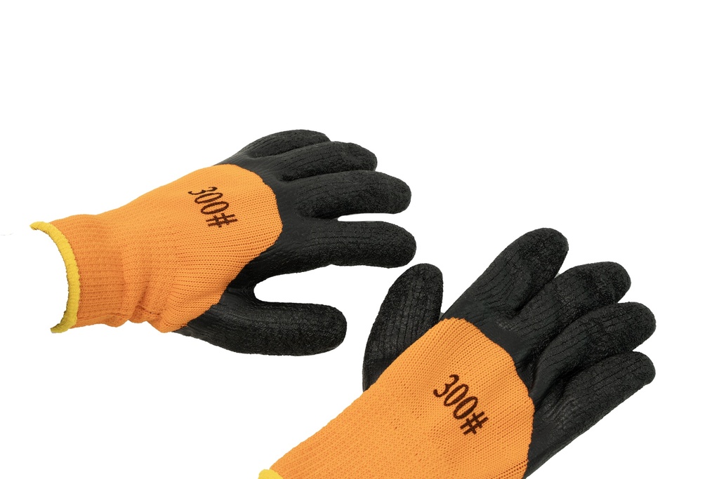 orange-black gloves