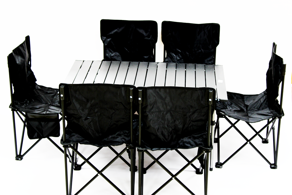 WA0705-8019-77Z folding table and chair set (Black)